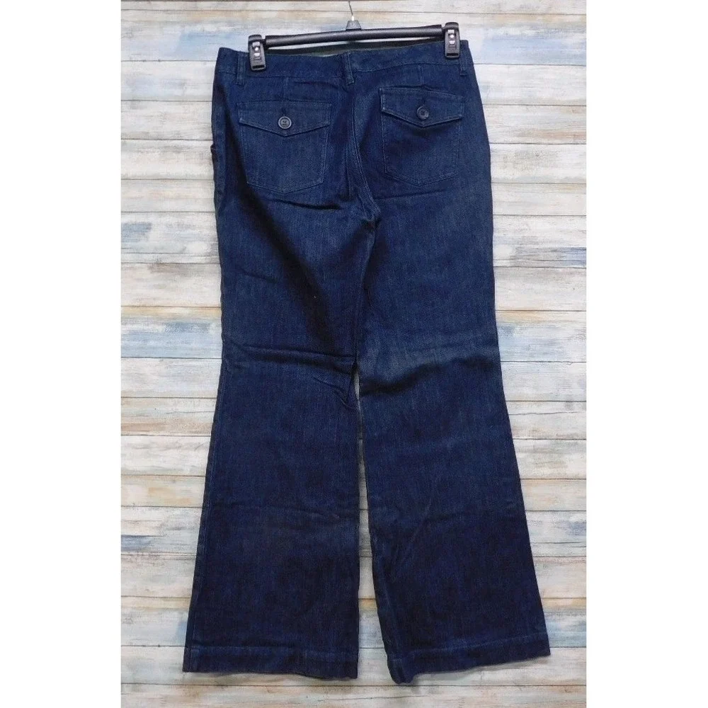 New York Company‎ Womens Dark Wash Flare Leg Denim Jeans Size 10 Vintage Boho